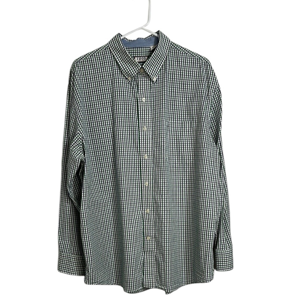 Men’s Izod Plaid Long Sleeve Button Down Casual Dress Shirt Sz XL